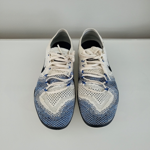 Nike Free Flyknit Blue/ White Sneakers Women Size 8 / Men Size 6.5 - Picture 2 of 3
